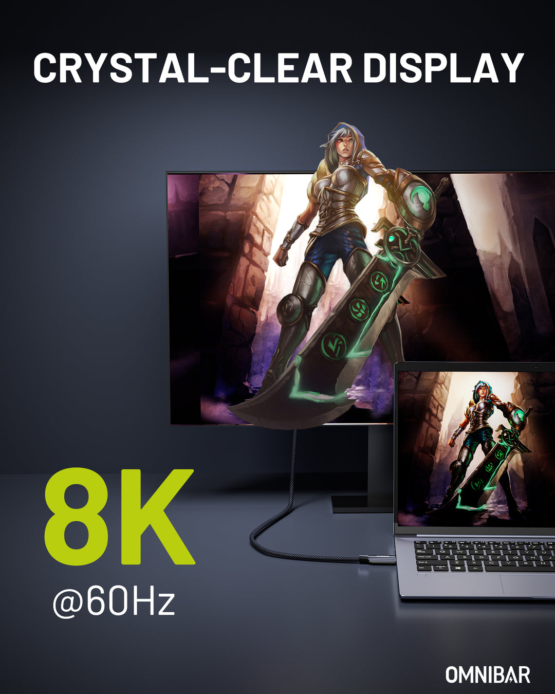 Omnibar USB C to USB C 40Gbps Data Cable (3FT, Braided, Black)