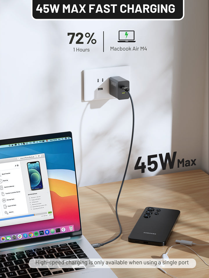 Omnibar  USB-C Foldable Fast Charger 45W, Black