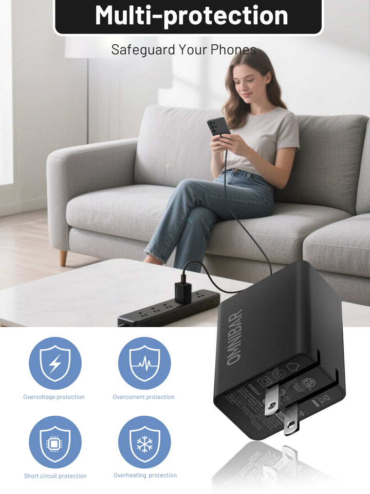 Omnibar  USB-C Foldable Fast Charger 45W, Black