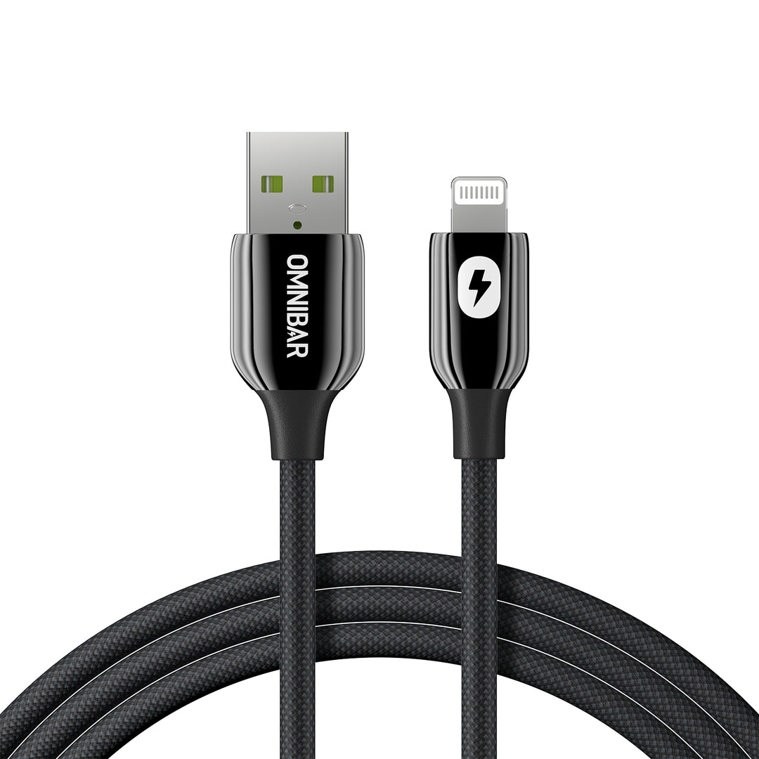 Omnibar USB A to Lightning Cable (6FT, Braided, Black)