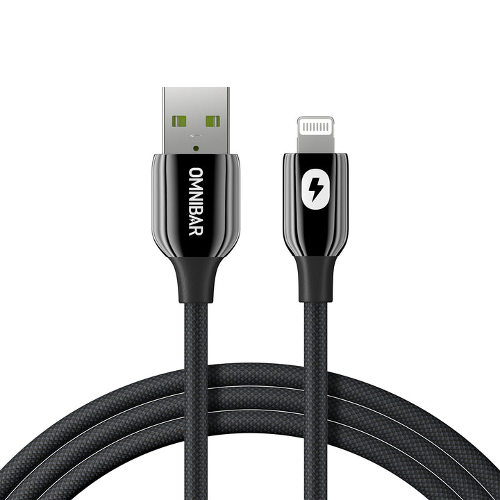Omnibar USB A to Lightning Cable (6FT, Braided, Black)