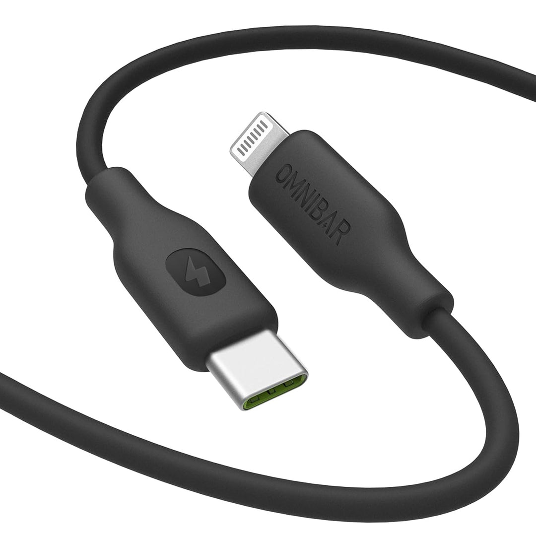 Omnibar USB C to Lightning Cable (6FT, Silicone, Black)