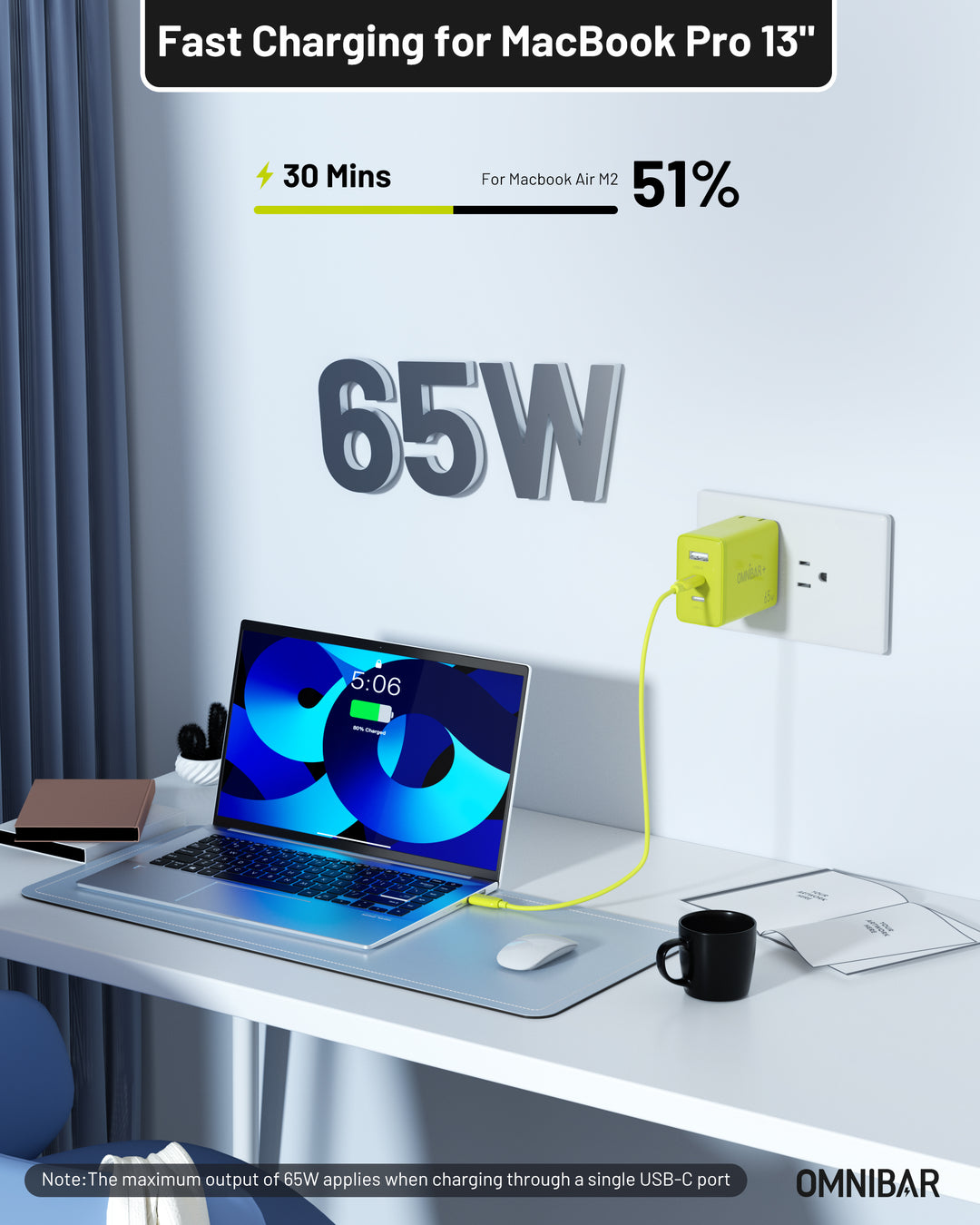 65W PD 3-Port USB Charger
