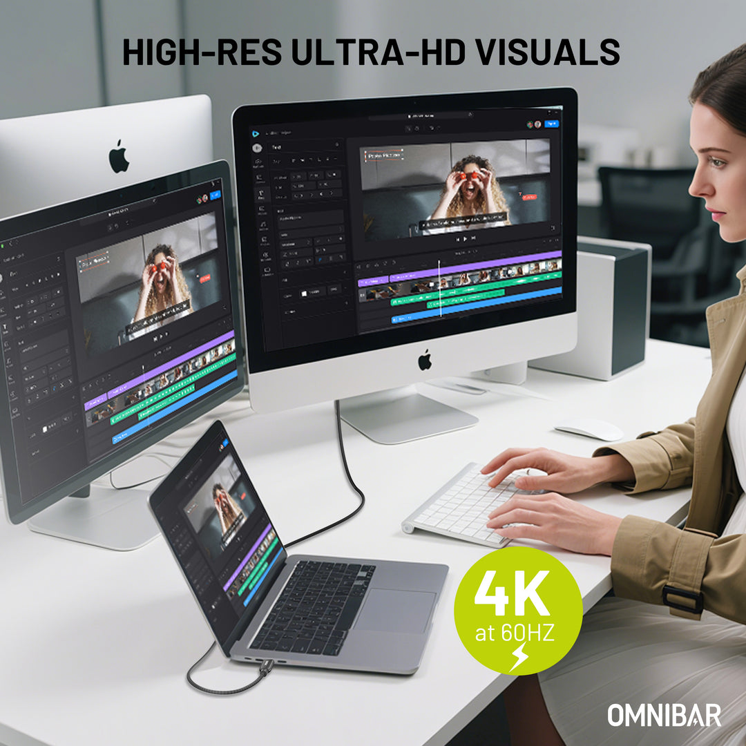 Omnibar USB C to USB C 20Gbps Data Cable (3FT, Braided, Black)