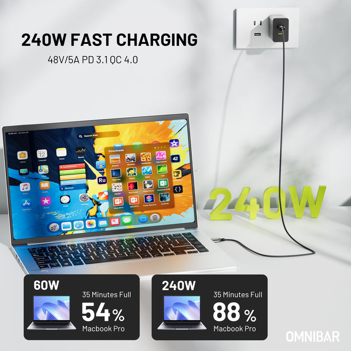 Omnibar USB C to USB C 20Gbps Data Cable (3FT, Braided, Black)