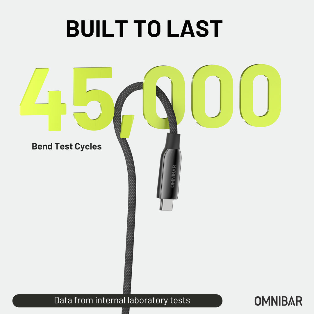 Omnibar USB C to USB C 20Gbps Data Cable (3FT, Braided, Black)