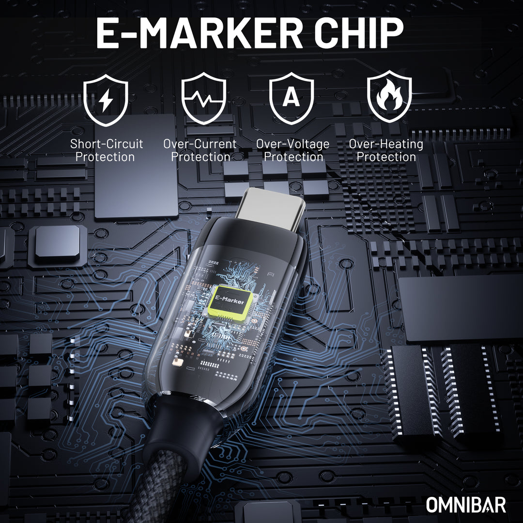 Omnibar USB C to USB C 20Gbps Data Cable (3FT, Braided, Black)