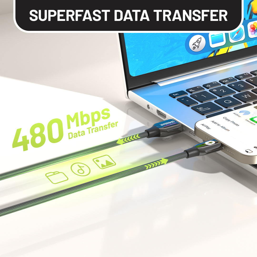 Omnibar USB A to Lightning Cable (6FT, Braided, Black)