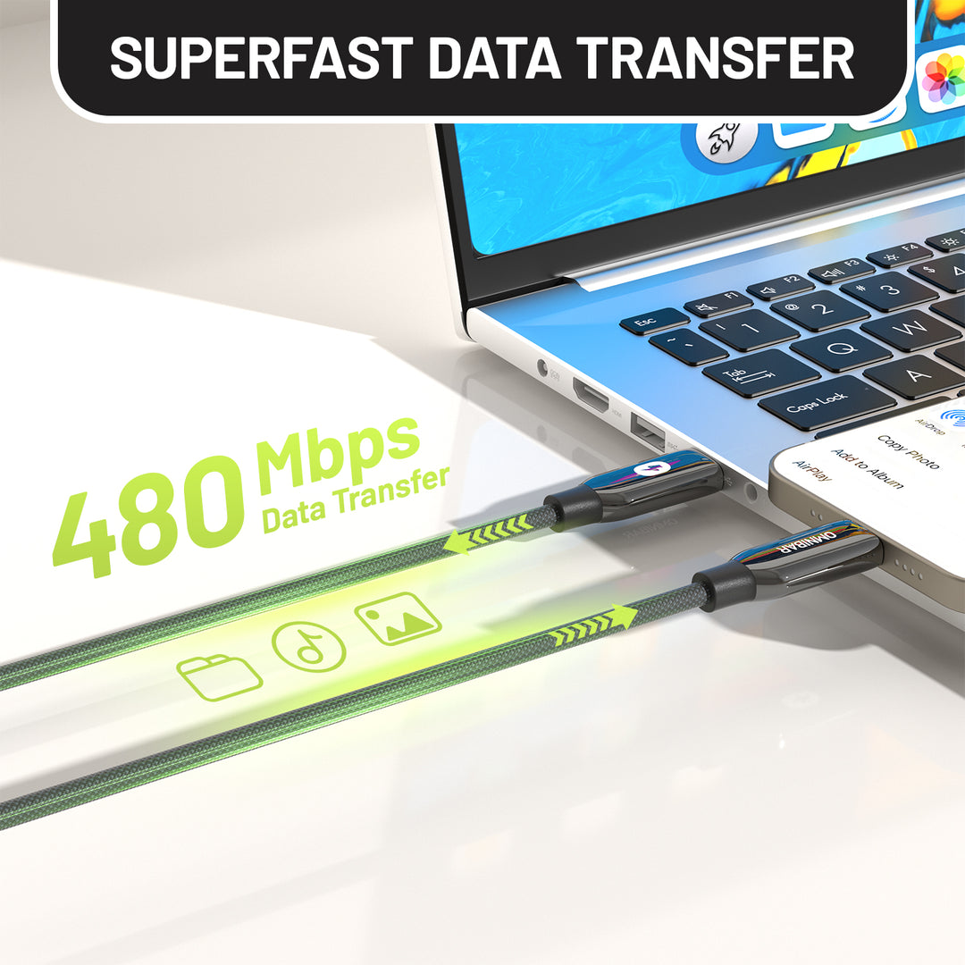 Omnibar USB C to Lightning Cable (6FT, Braided, Black)