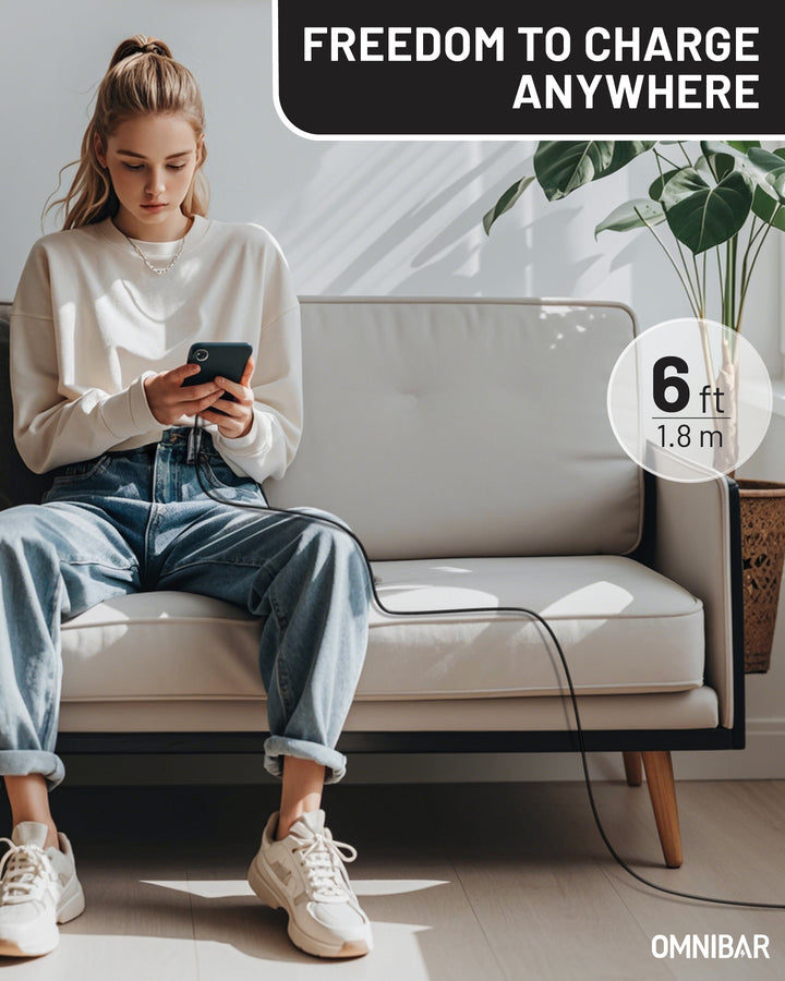 Omnibar USB C to Lightning Cable (6FT, Silicone, Black)