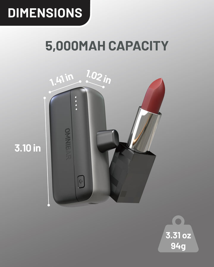 Omnibar 4,200mAh USB-C Direct Connect Power Bank, Black