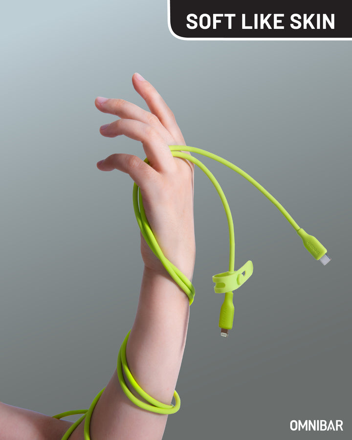 Omnibar USB C to Lightning Cable (6FT, Silicone, Lime Green )
