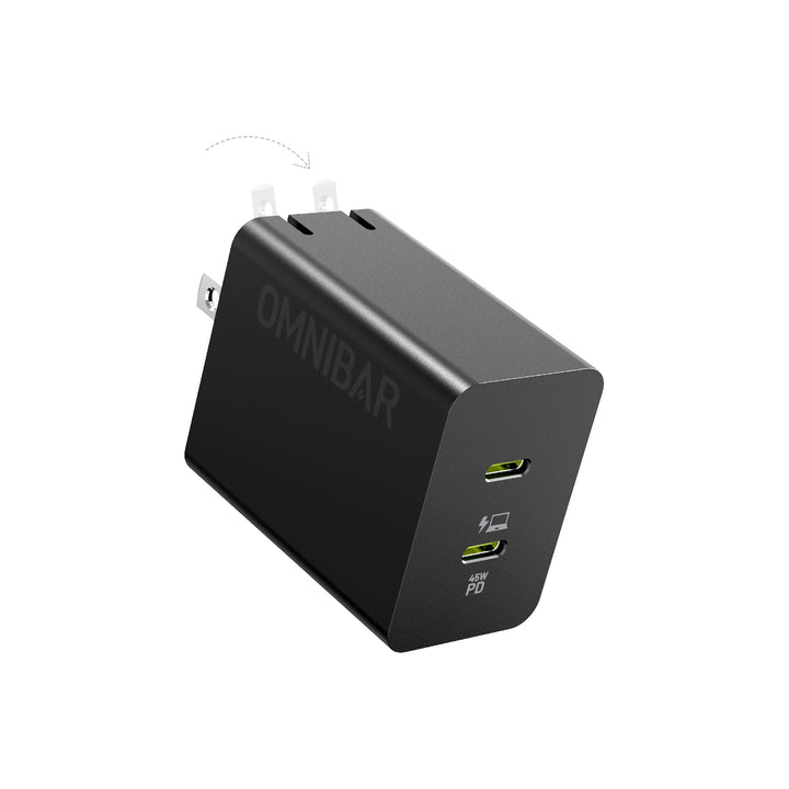 Omnibar  USB-C Foldable Fast Charger 45W, Black