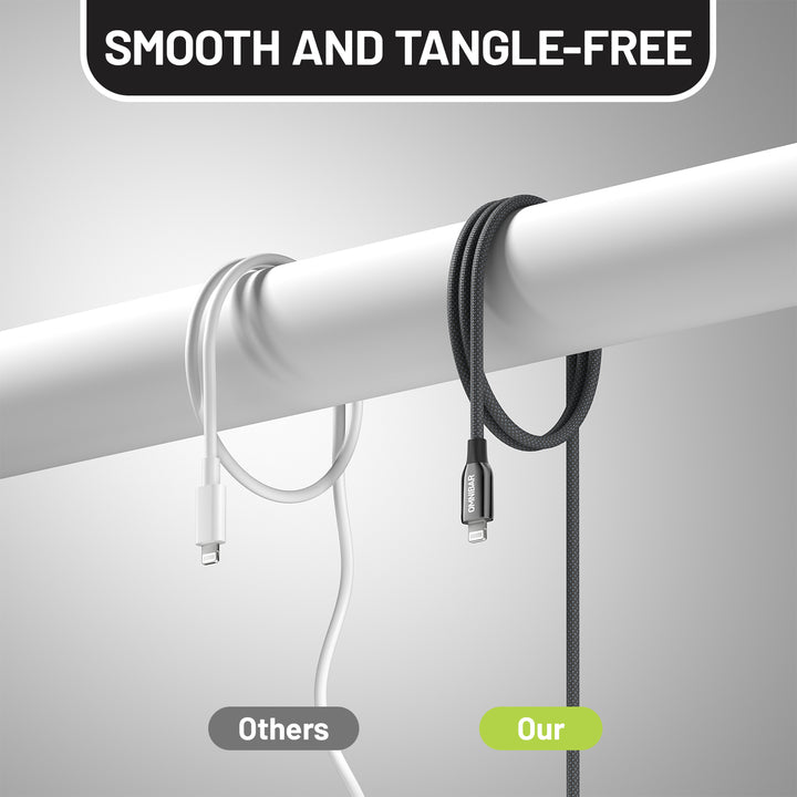 Omnibar USB A to Lightning Cable (6FT, Braided, Black)