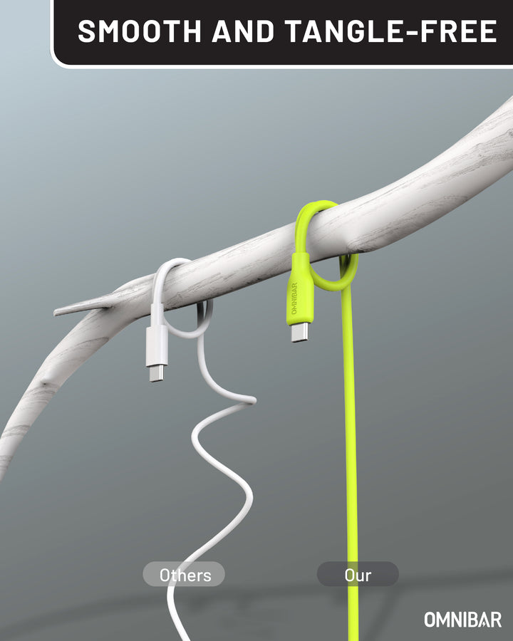 Omnibar 240W USB C to USB C Cable (6FT, Silicone, Lime Green)