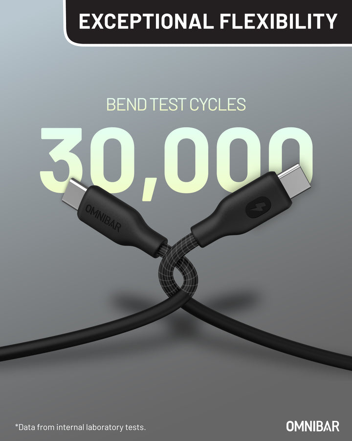 Omnibar 240W USB C to USB C Cable (6FT, Silicone, Black)