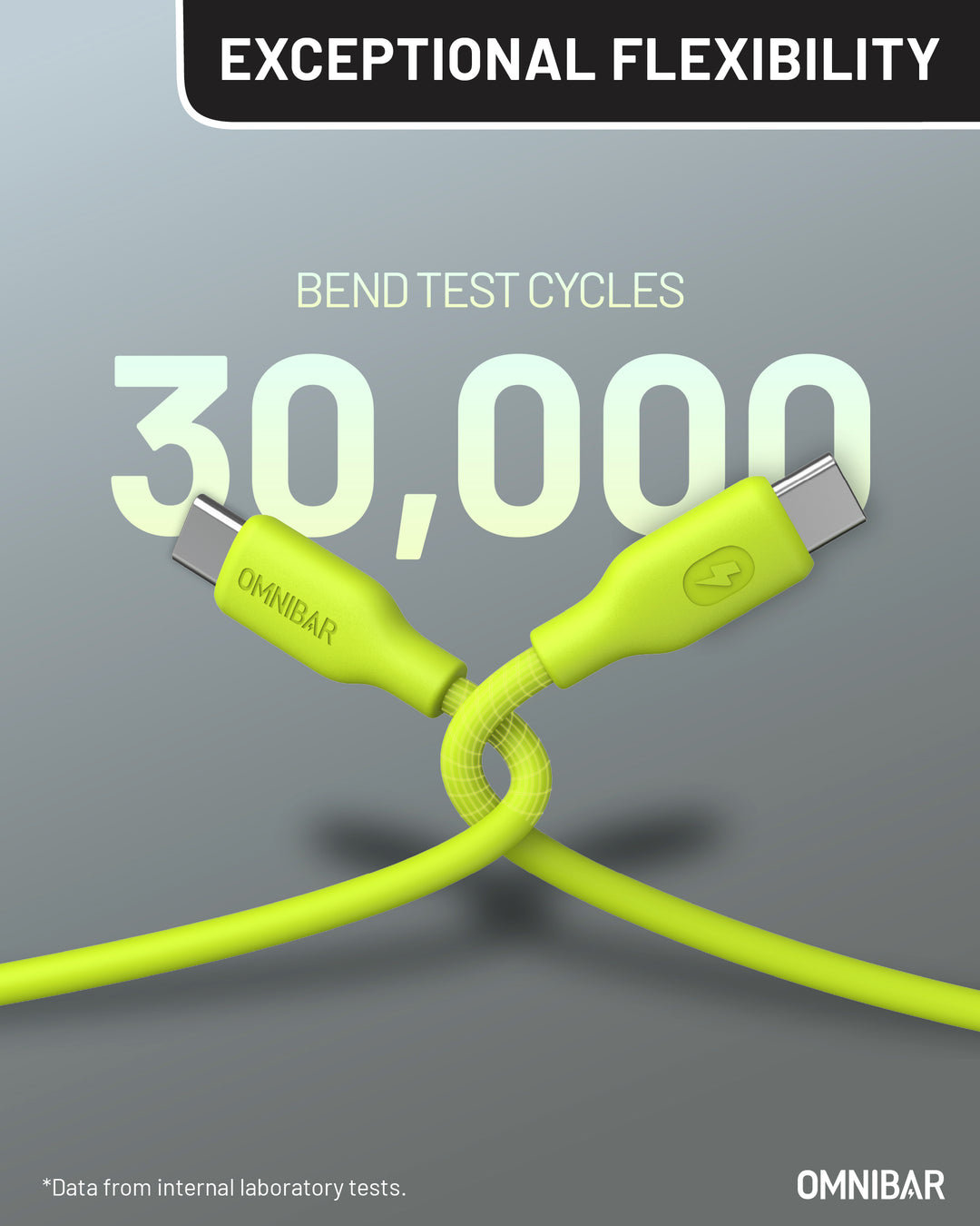 Omnibar 240W USB C to USB C Cable (6FT, Silicone, Lime Green)