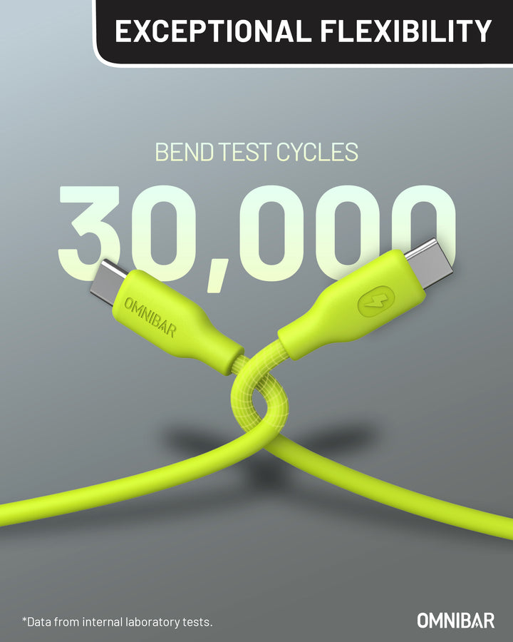 Omnibar 240W USB C to USB C Cable (6FT, Silicone, Lime Green)