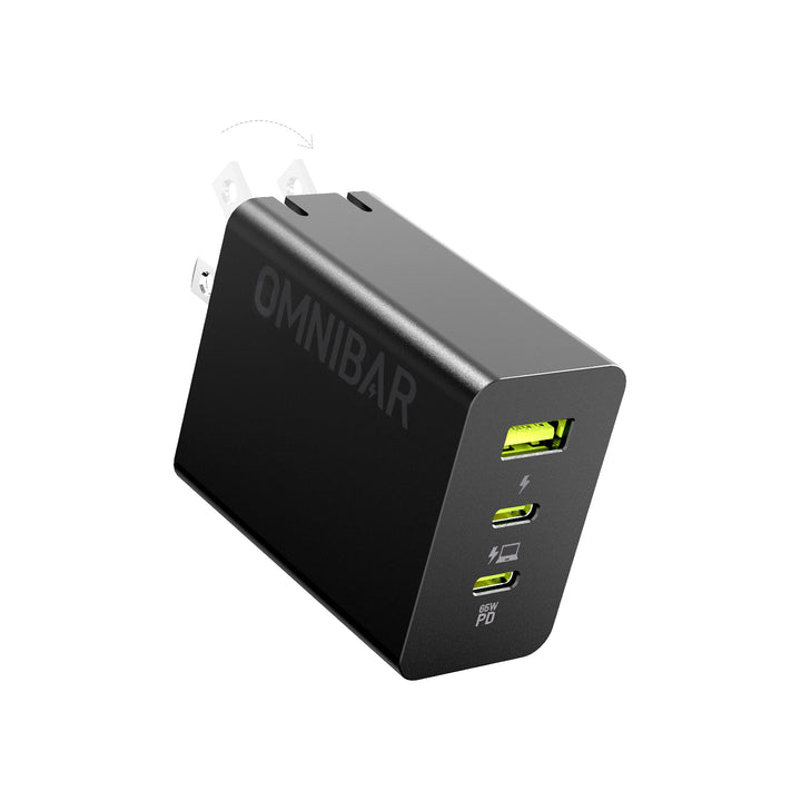 Omnibar  USB-C Foldable Fast Charger 65W, Black