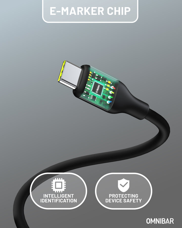 Omnibar 240W USB C to USB C Cable (6FT, Silicone, Black)