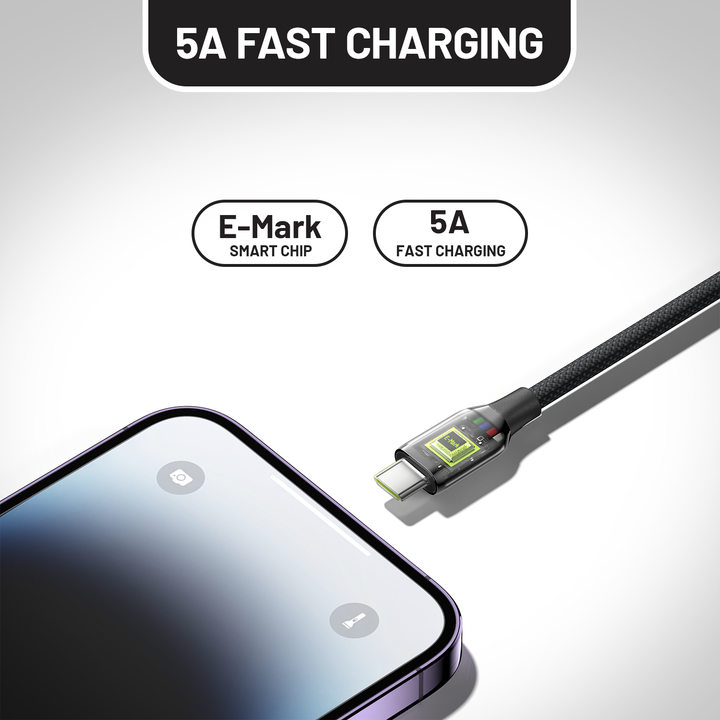 Omnibar 240W USB C to USB C Cable (6FT, Braided, Black)