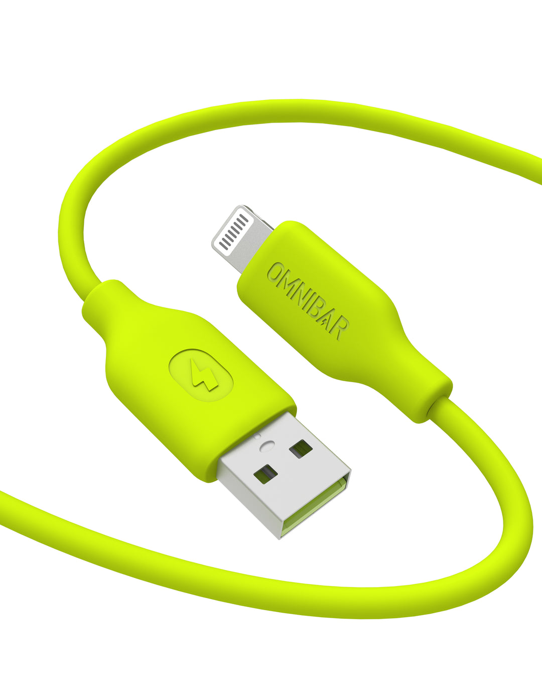 Omnibar USB A to Lightning Cable (6FT, Silicone, Lime Green)