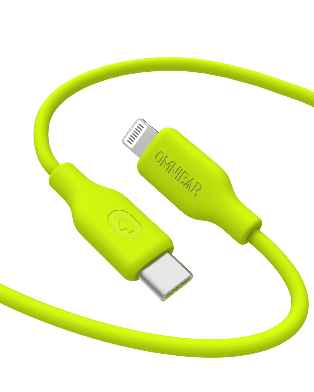 Omnibar USB C to Lightning Cable (6FT, Silicone, Lime Green )