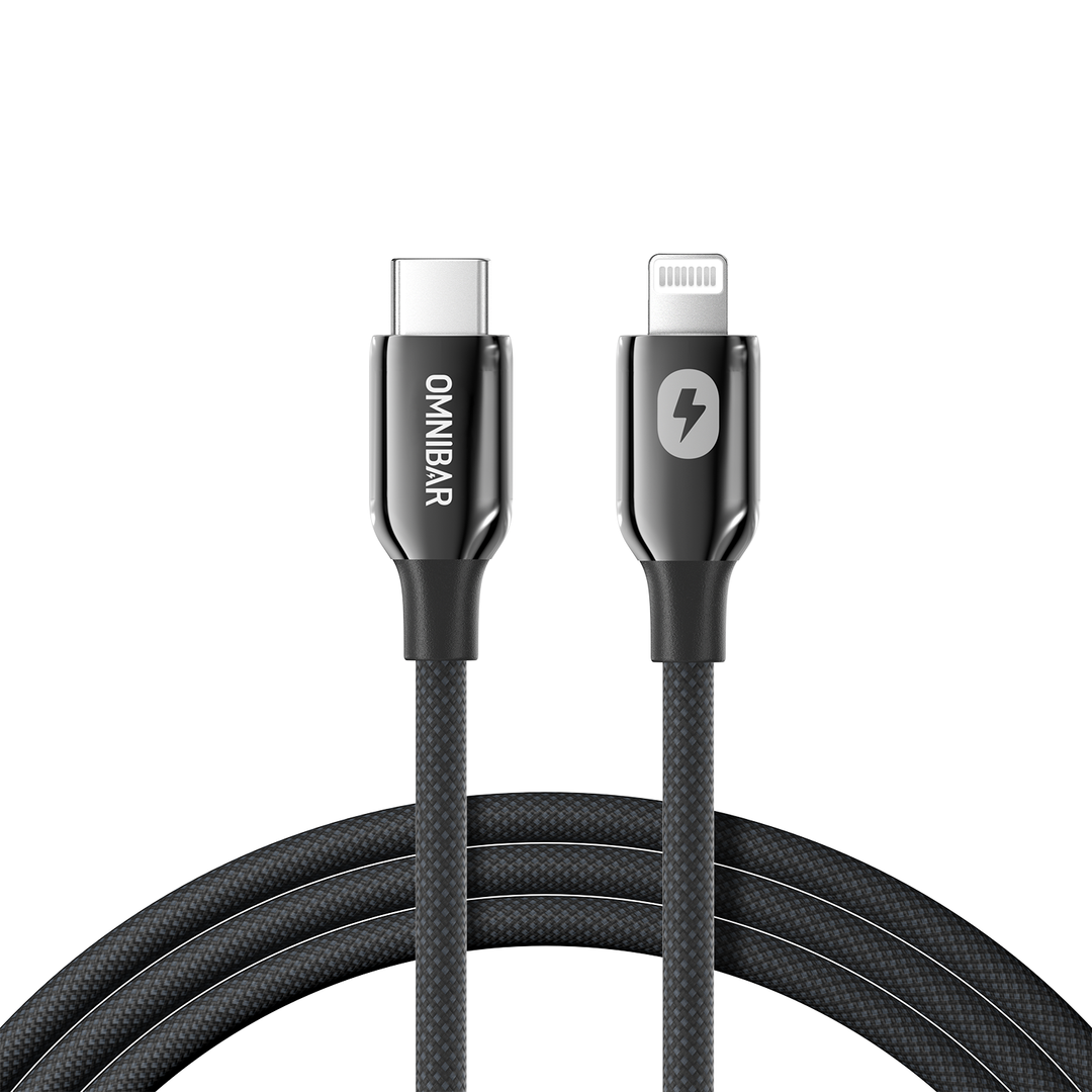 Omnibar USB C to Lightning Cable (6FT, Braided, Black)