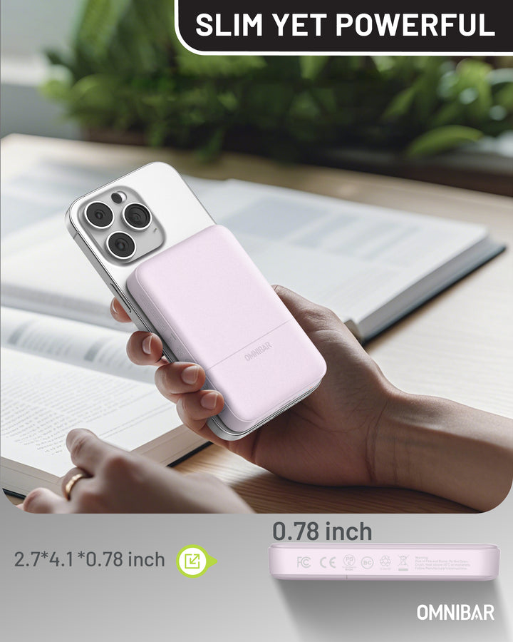Omnibar 10,000mAh Magnetic Wireless Power Bank,Purple