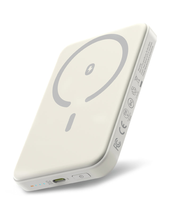 Omnibar 5,000mAh Magnetic Wireless Power Bank, White