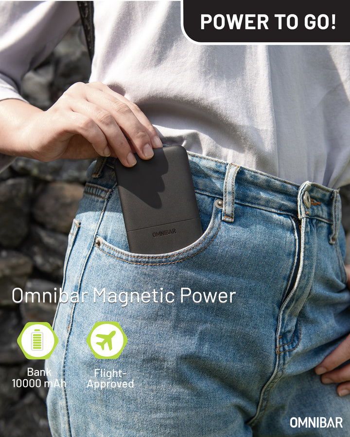 Omnibar  10,000mAh Magnetic Wireless Power Bank, Black