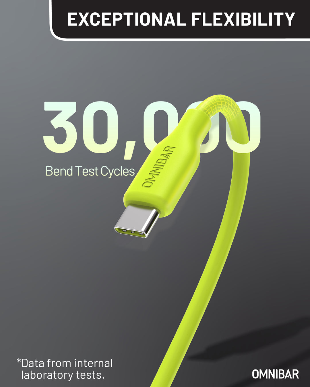Omnibar USB A to USB C Cable (6FT, Silicone, Lime Green)