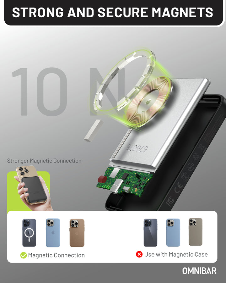 Omnibar 5,000mAh Magnetic Wireless Power Bank, Black