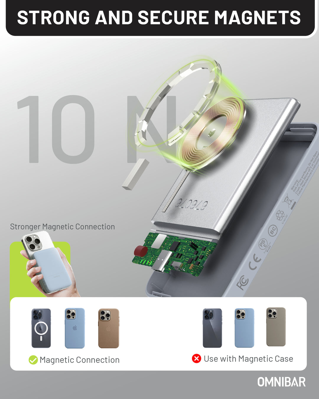 Omnibar 5,000mAh Magnetic Wireless Power Bank, Skye Blue