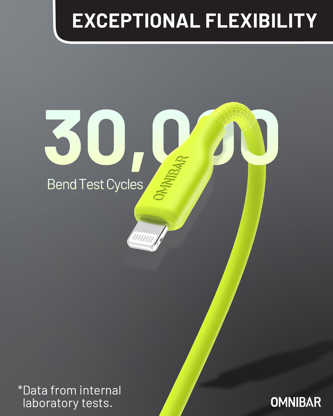 Omnibar USB A to Lightning Cable (6FT, Silicone, Lime Green)
