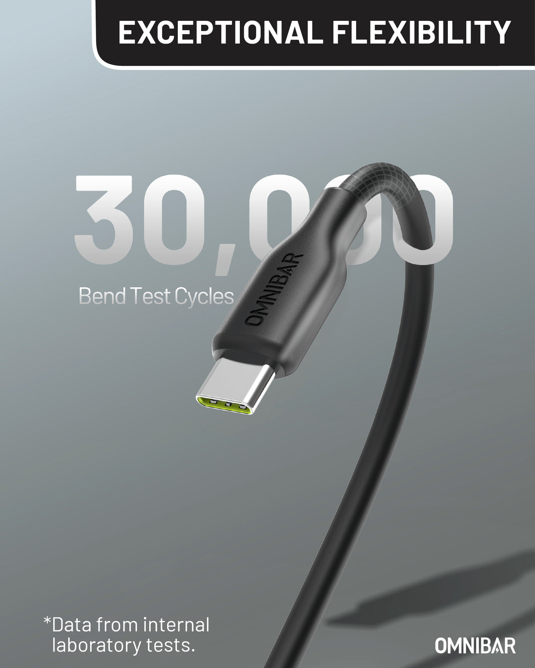 Omnibar USB A to USB C Cable (6FT, Silicone, Black)