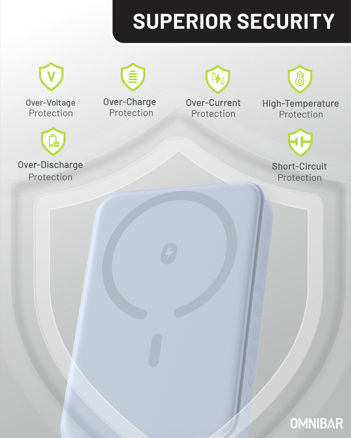 Omnibar 10,000mAh Magnetic Wireless Power Bank,Skye Blue