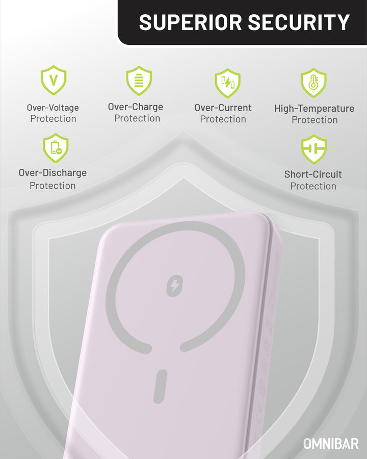 Omnibar 10,000mAh Magnetic Wireless Power Bank,Purple