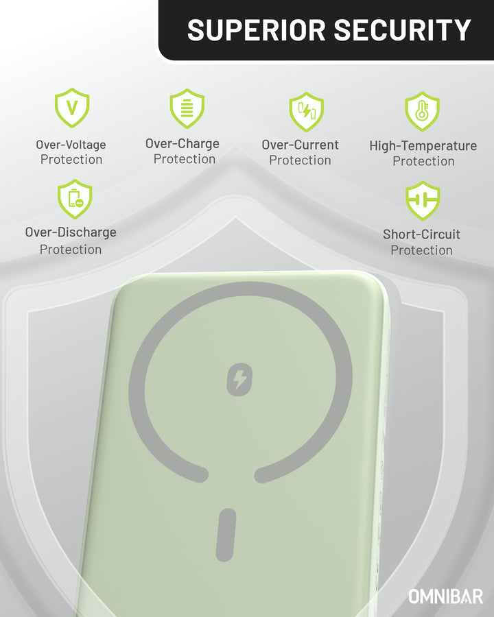Omnibar 5,000mAh Magnetic Wireless Power Bank, Green