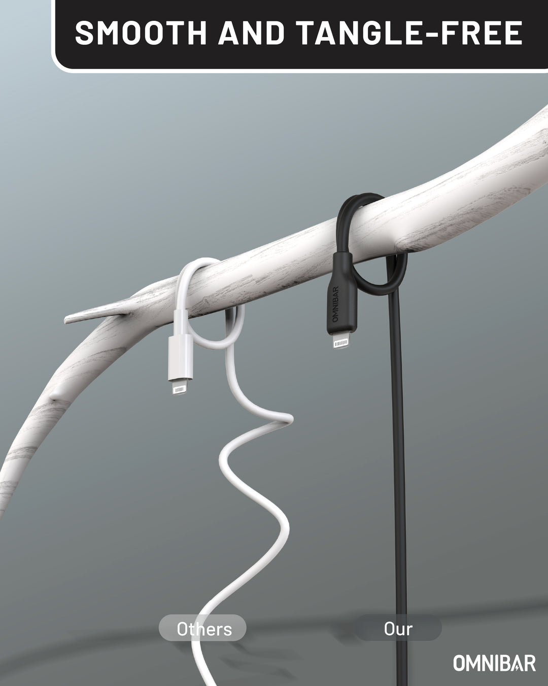 Omnibar USB A to Lightning Cable (6FT, Silicone, Black)