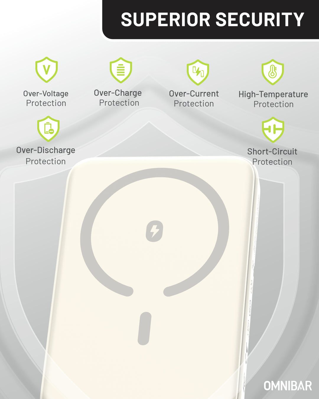 Omnibar 5,000mAh Magnetic Wireless Power Bank, White