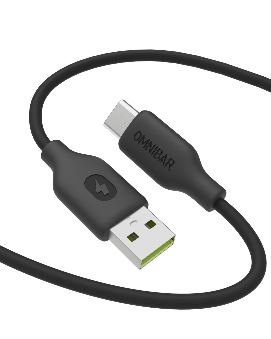 Omnibar USB A to USB C Cable (6FT, Silicone, Black)