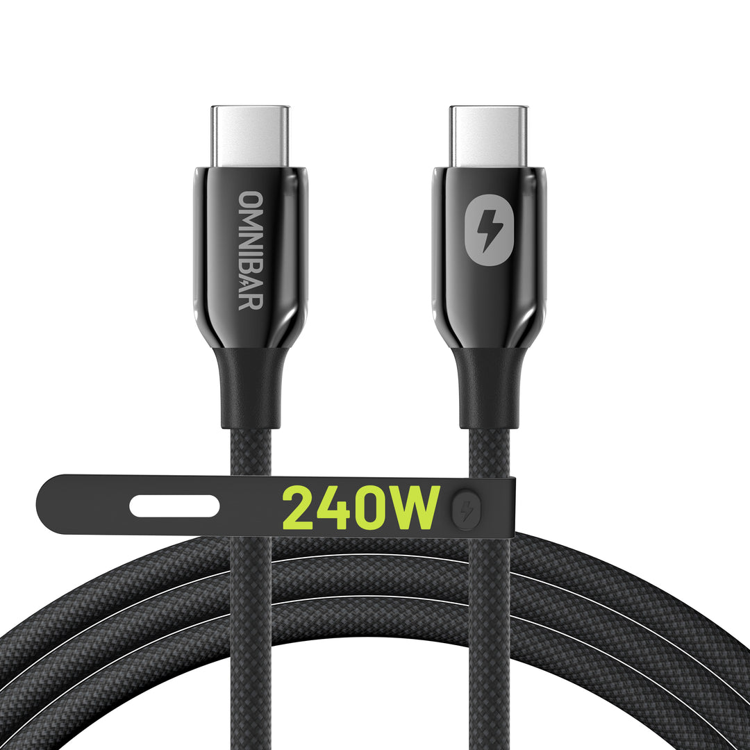 Omnibar 240W USB C to USB C Cable (6FT, Braided, Black)
