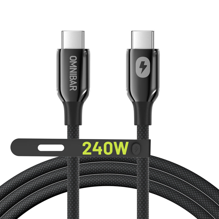 Omnibar 240W USB C to USB C Cable (6FT, Braided, Black)