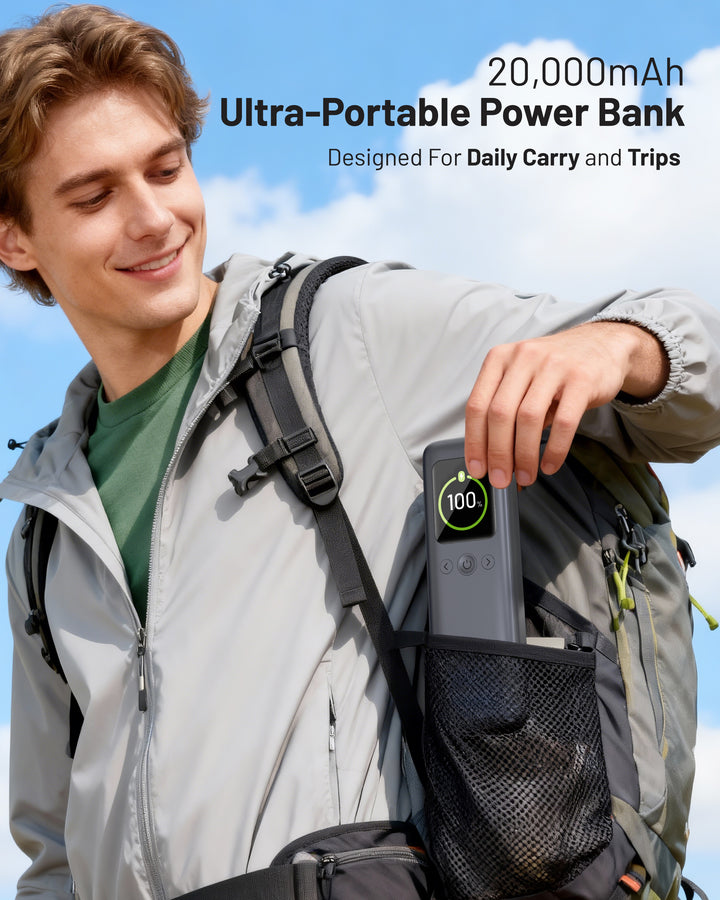 Omnibar 20,000mAh 3-Port Laptop Portable Power Bank, PD140W, Space Gray