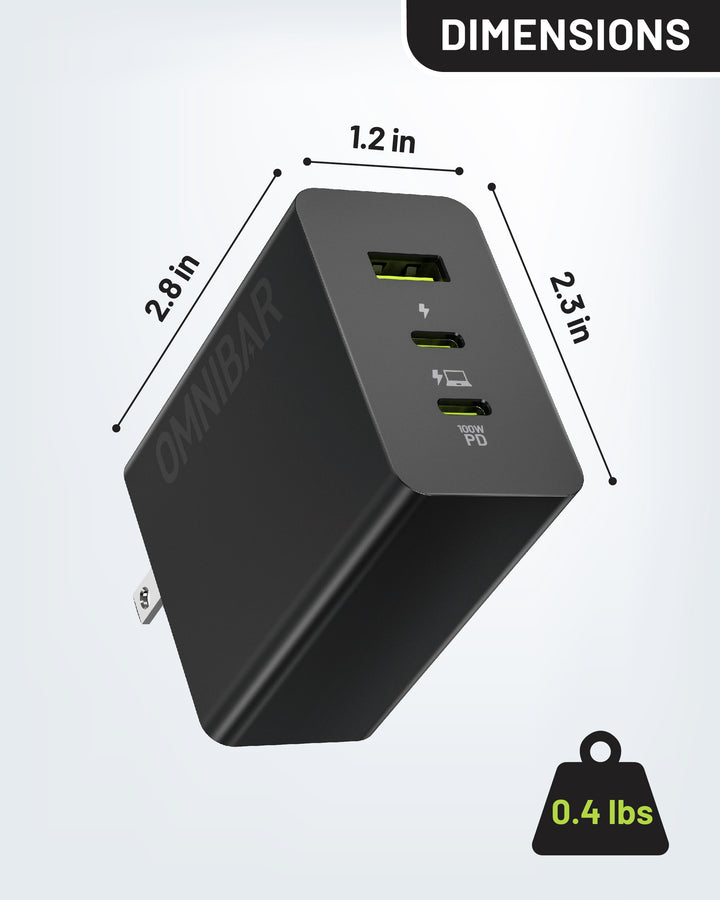 USB-C Foldable Fast Charger 100W, Black