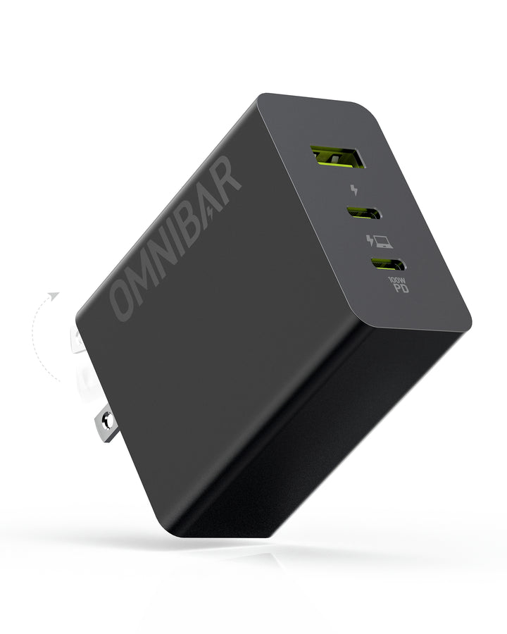 USB-C Foldable Fast Charger 100W, Black