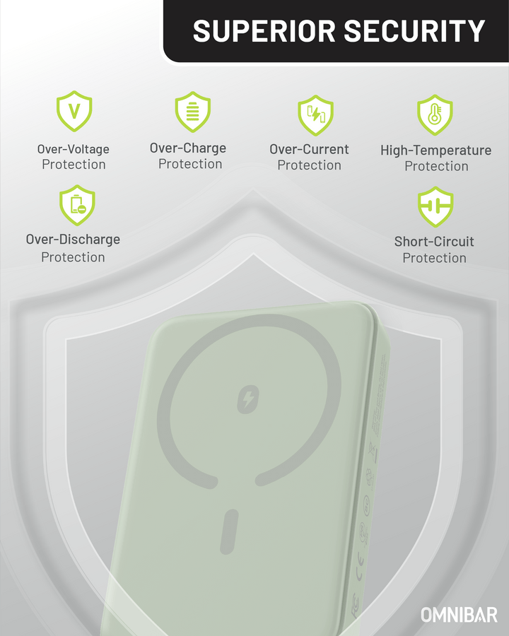 Omnibar 10,000mAh Magnetic Wireless Power Bank,Green