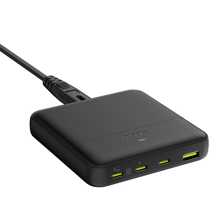 Omnibar 67W 4-Port Slim Charging Station, Black