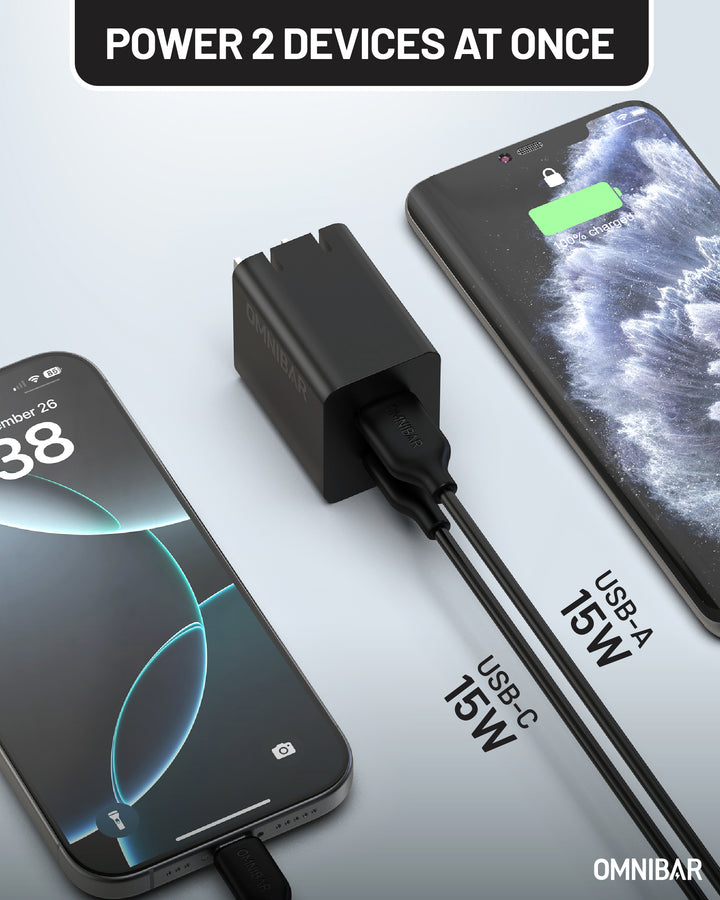 Omnibar USB-C Foldable Fast Charger 35W, Black